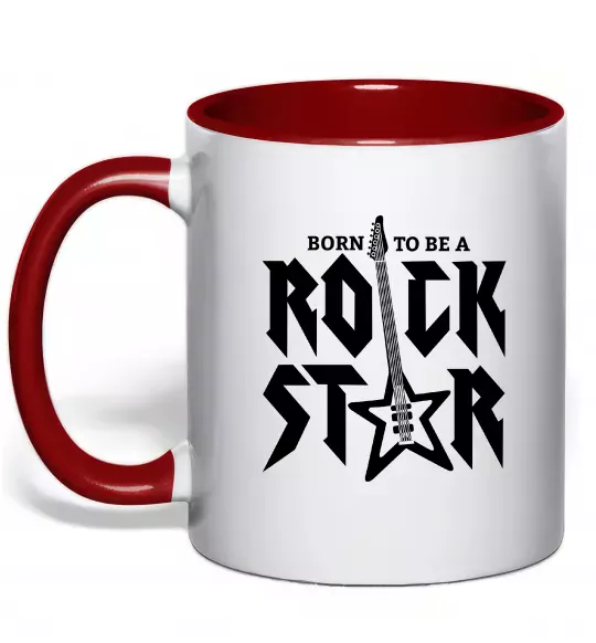 Чашка с цветной ручкой Born to be a rock star Красный фото