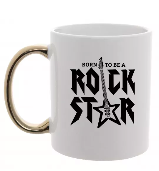 Чашка с цветной ручкой Born to be a rock star Золото фото