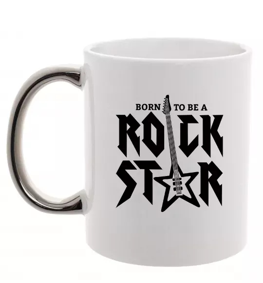 Чашка с цветной ручкой Born to be a rock star Серебро фото