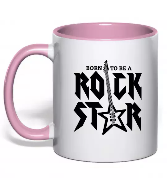 Чашка с цветной ручкой Born to be a rock star Нежно розовый фото