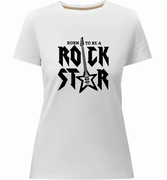 Жіноча преміум футболка Born to be a rock star Білий фото