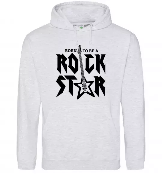 Чоловіча толстовка (худі) Born to be a rock star Сірий меланж фото