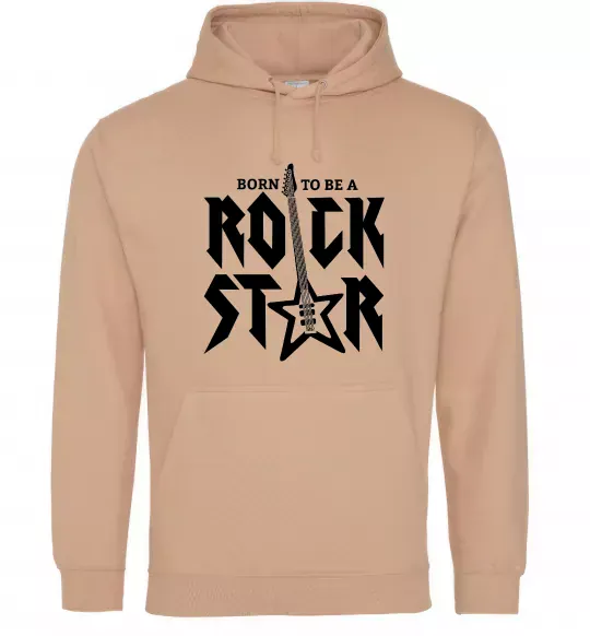 Женская толстовка (худи) Born to be a rock star Песочный фото