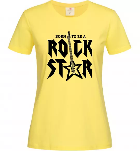 Жіноча футболка Born to be a rock star Лимонний фото