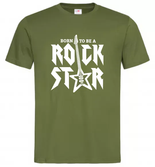 Мужская футболка Born to be a rock star Оливковый фото