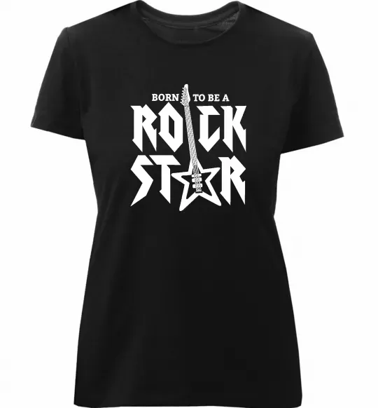 Жіноча преміум футболка Born to be a rock star Чорний фото