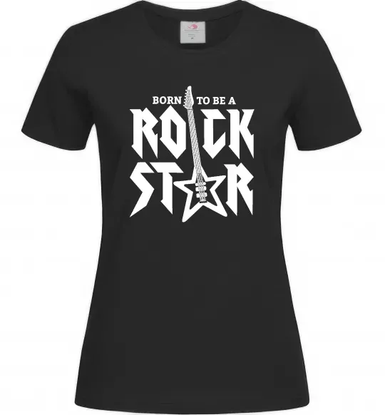 Жіноча футболка Born to be a rock star Чорний фото