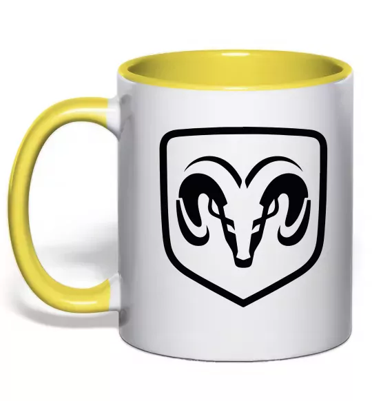 Чашка с цветной ручкой Dodge logo Солнечно желтый фото
