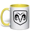 Чашка с цветной ручкой Dodge logo Солнечно желтый фото