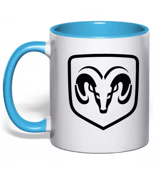 Чашка с цветной ручкой Dodge logo Голубой фото