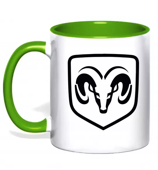 Чашка с цветной ручкой Dodge logo Зеленый фото