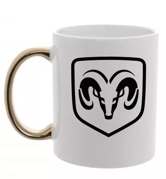 Чашка с цветной ручкой Dodge logo Золото фото