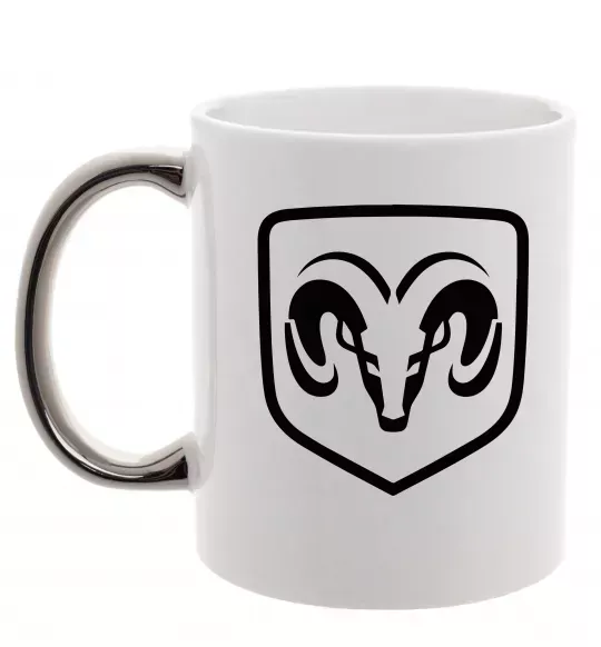 Чашка с цветной ручкой Dodge logo Серебро фото