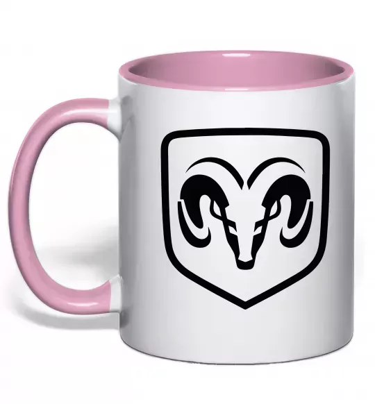 Чашка с цветной ручкой Dodge logo Нежно розовый фото