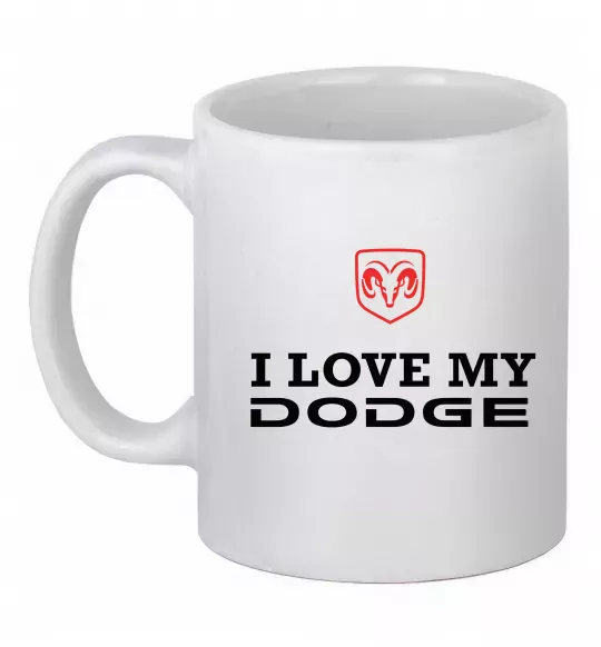 Чашка керамическая I love my Dodge Белый фото