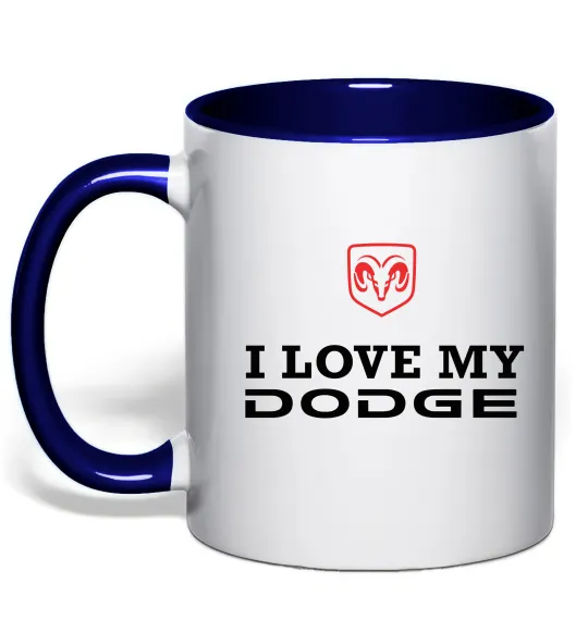 Чашка с цветной ручкой I love my Dodge Глубокий темно-синий фото