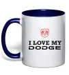 Чашка с цветной ручкой I love my Dodge Глубокий темно-синий фото