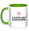 Чашка з кольоровою ручкою I love my Dodge Лаймовий фото