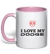 Чашка с цветной ручкой I love my Dodge Нежно розовый фото