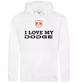 Мужская толстовка (худи) I love my Dodge Белый фото