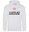 Мужская толстовка (худи) I love my Dodge Серый меланж фото