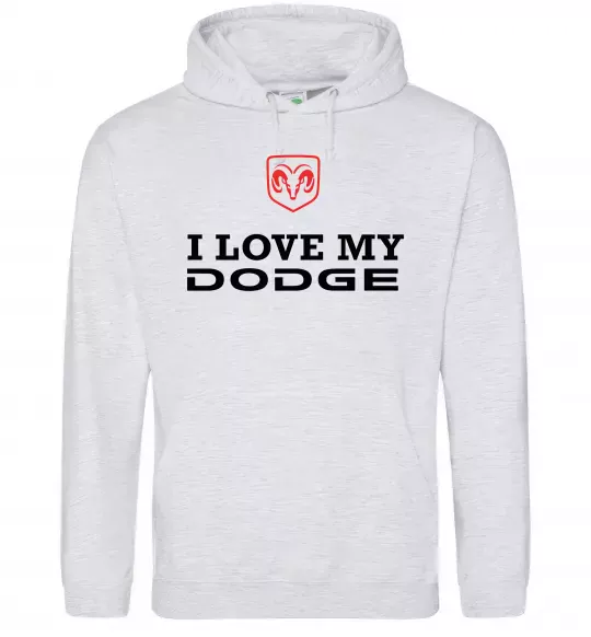 Женская толстовка (худи) I love my Dodge Серый меланж фото