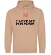 Женская толстовка (худи) I love my Dodge Песочный фото