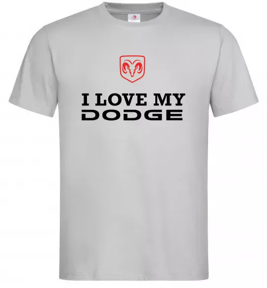 Мужская футболка I love my Dodge Серый фото