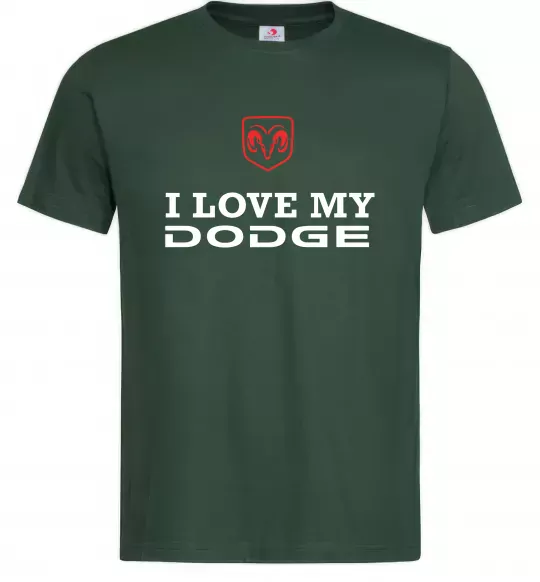 Мужская футболка I love my Dodge Темно-зеленый фото