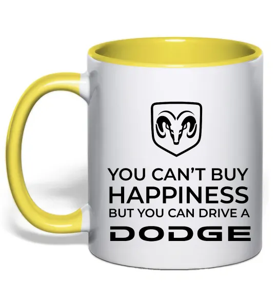 Чашка з кольоровою ручкою You can drive Dodge Лимонний фото