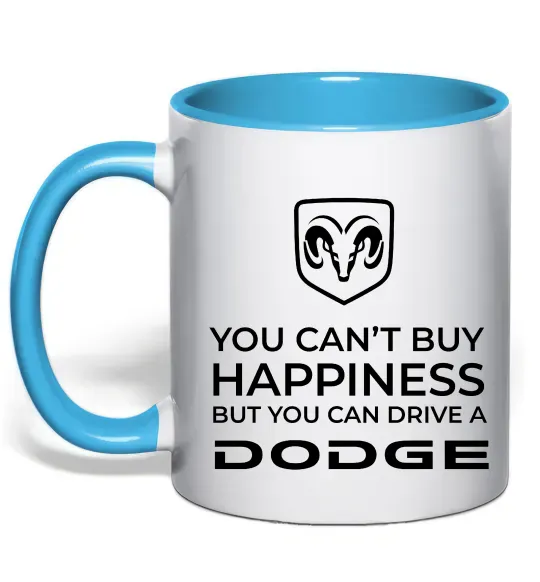 Чашка з кольоровою ручкою You can drive Dodge Блакитний фото