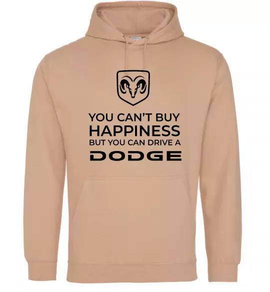 Мужская толстовка (худи) You can drive Dodge Песочный фото