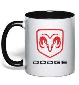 Чашка з кольоровою ручкою Dodge напис з лого