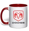 Чашка з кольоровою ручкою Dodge напис з лого Червоний фото