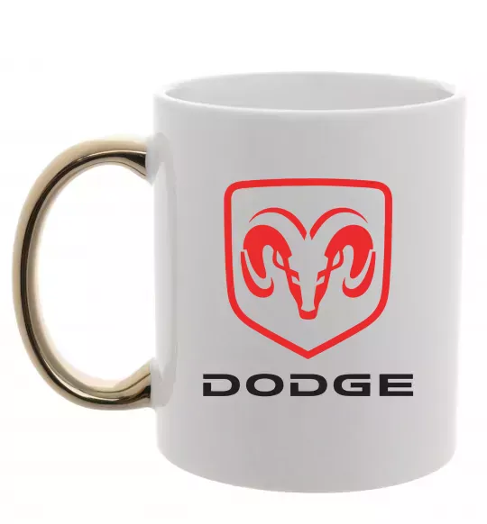 Чашка з кольоровою ручкою Dodge напис з лого Золото фото