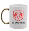 Чашка з кольоровою ручкою Dodge напис з лого Золото фото