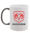 Чашка з кольоровою ручкою Dodge напис з лого Срібло фото