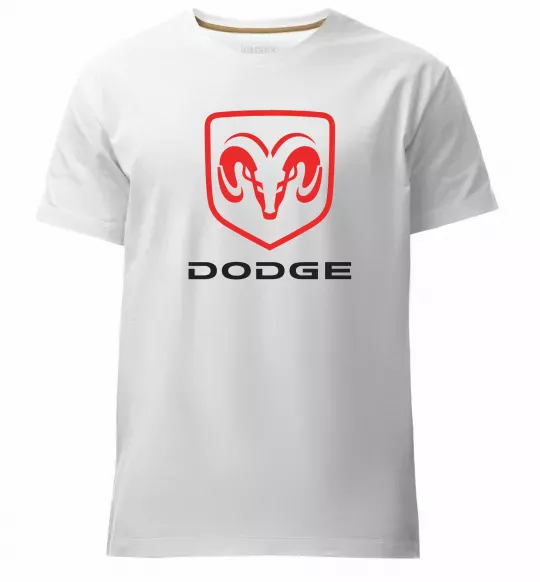 Мужская премиум футболка Dodge напис з лого Белый фото