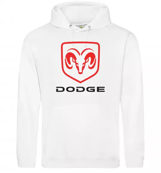 Мужская толстовка (худи) Dodge напис з лого Белый фото
