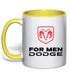 Чашка з кольоровою ручкою Dodge for men Лимонний фото