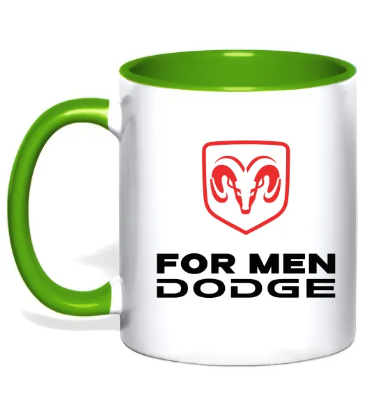 Чашка з кольоровою ручкою Dodge for men Лаймовий фото