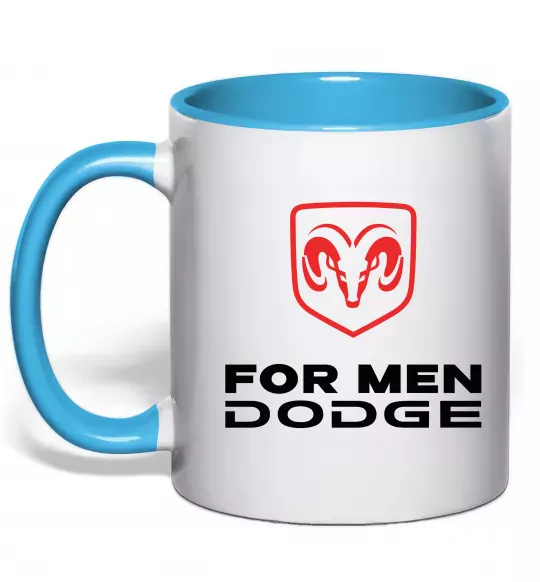 Чашка с цветной ручкой Dodge for men Голубой фото