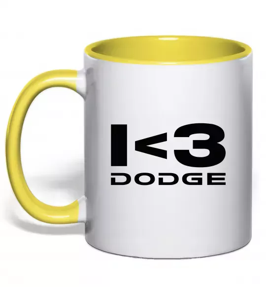 Чашка с цветной ручкой I <3 Dodge Солнечно желтый фото
