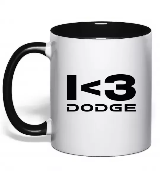 Чашка с цветной ручкой I <3 Dodge Черный фото
