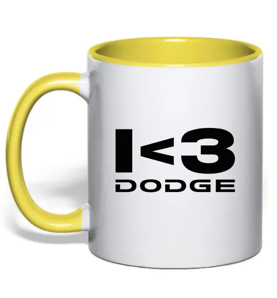 Чашка з кольоровою ручкою I <3 Dodge Лимонний фото