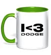 Чашка з кольоровою ручкою I <3 Dodge Лаймовий фото