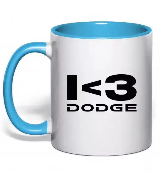 Чашка с цветной ручкой I <3 Dodge Голубой фото