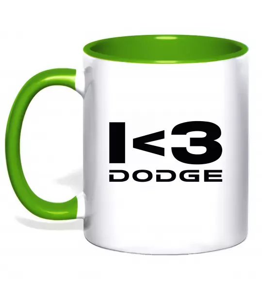 Чашка с цветной ручкой I <3 Dodge Зеленый фото
