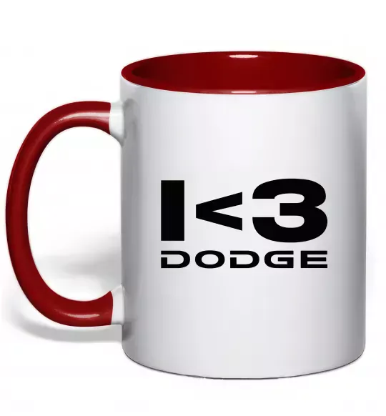 Чашка с цветной ручкой I <3 Dodge Красный фото