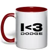 Чашка с цветной ручкой I <3 Dodge Красный фото